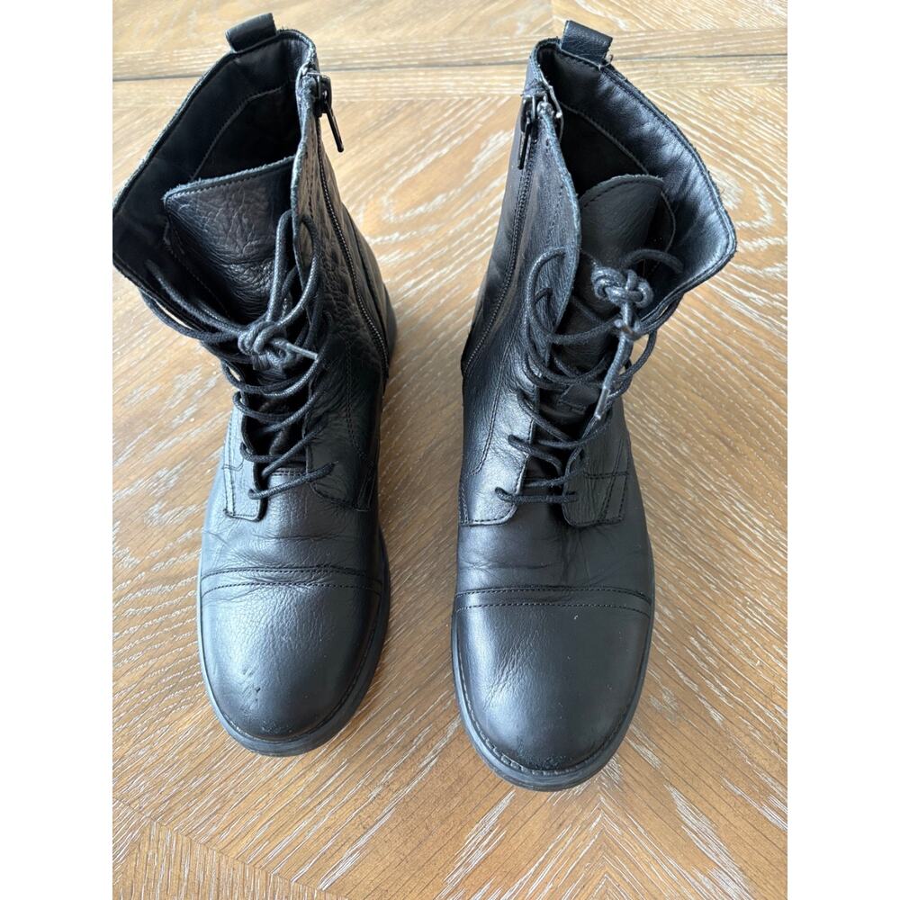 Aldo Women's Black Combat Biker‎ Boots Lace/Side Zip Grunge Whimsigoth | 8